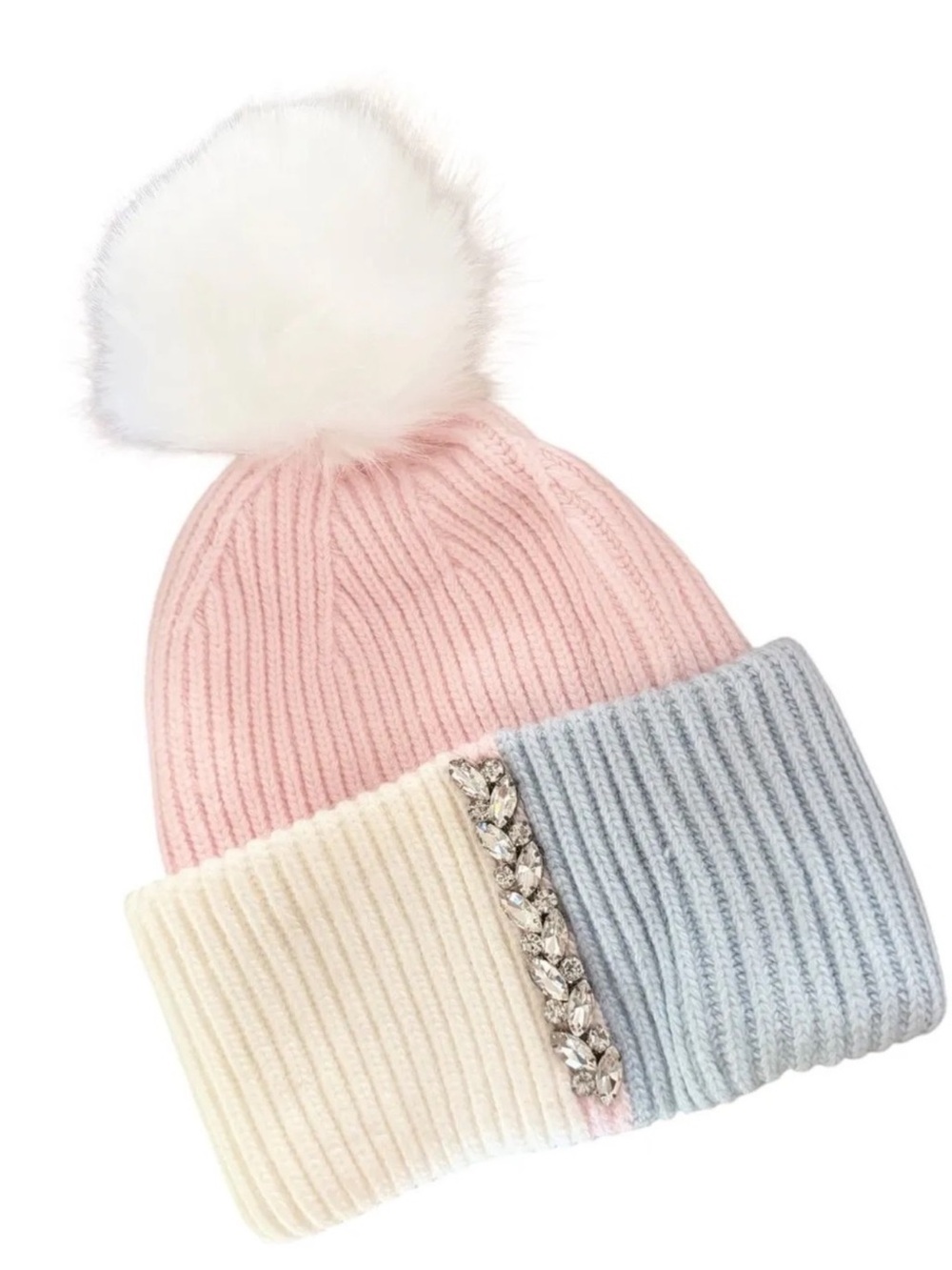 Crystal Knit w/Pom Beanie (PinkBlue) • $110 Adrienne NWT
$89 $150